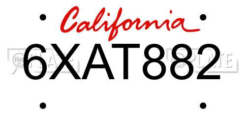 6XAT882 California License Plate