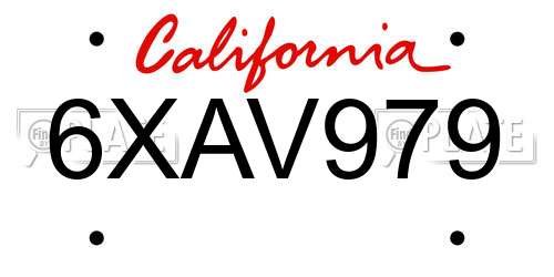 6XAV979 California License Plate