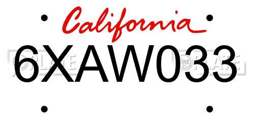 6XAW033 California License Plate