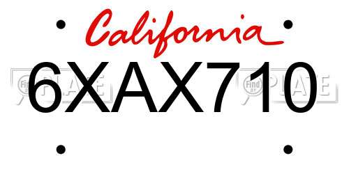 6XAX710 California License Plate