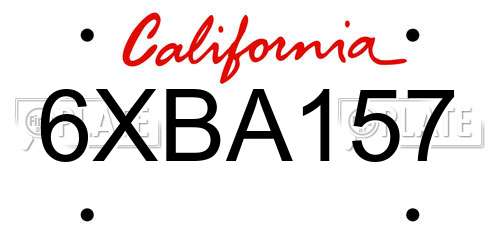 6XBA157 California License Plate