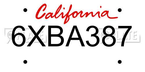 6XBA387 California License Plate
