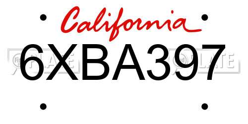 6XBA397 California License Plate