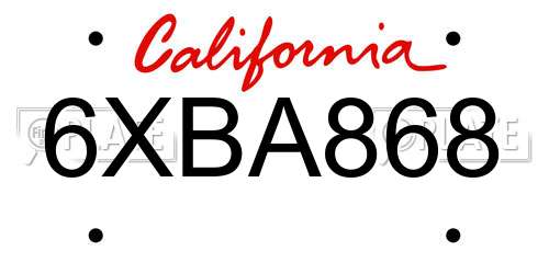 6XBA868 California License Plate