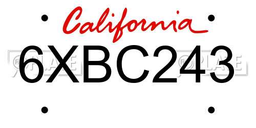 6XBC243 California License Plate