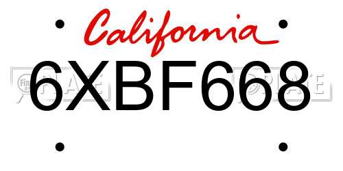 6XBF668 California License Plate