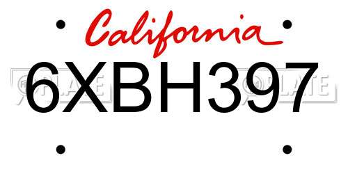 6XBH397 California License Plate