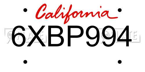 6XBP994 California License Plate