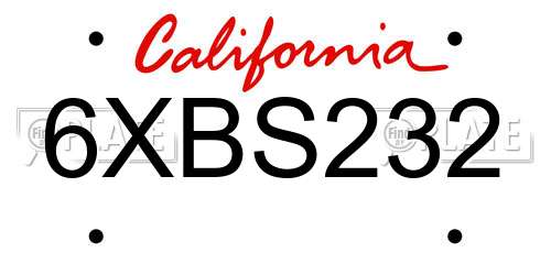 6XBS232 California License Plate