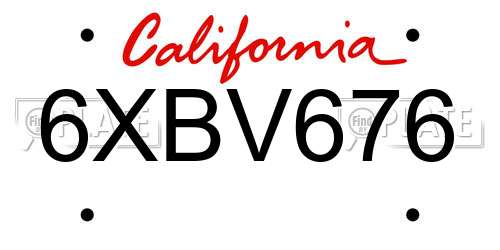 6XBV676 California License Plate
