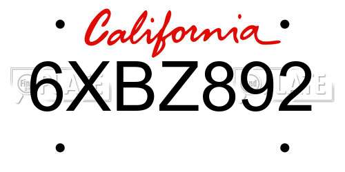 6XBZ892 California License Plate