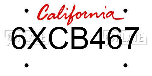 6XCB467 California License Plate
