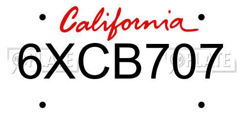 6XCB707 California License Plate