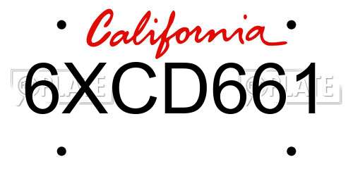 6XCD661 California License Plate