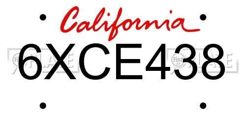 6XCE438 California License Plate