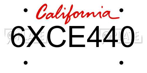 6XCE440 California License Plate