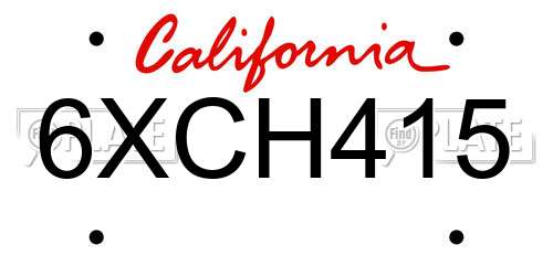 6XCH415 California License Plate
