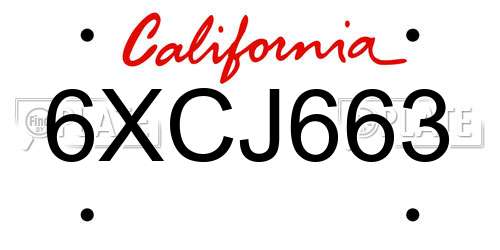 6XCJ663 California License Plate