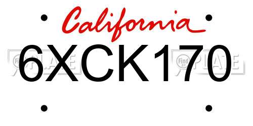 6XCK170 California License Plate