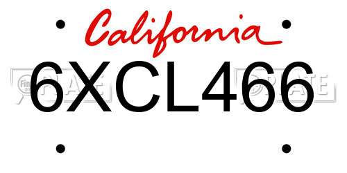 6XCL466 California License Plate