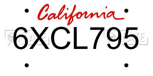 6XCL795 California License Plate