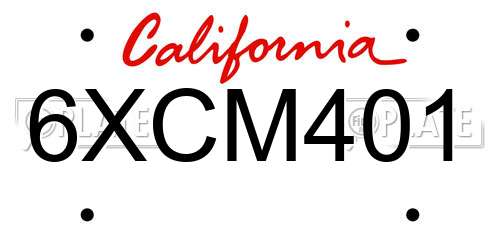 6XCM401 California License Plate