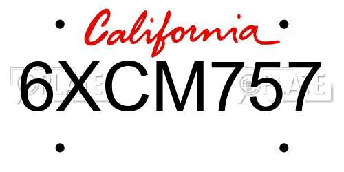6XCM757 California License Plate