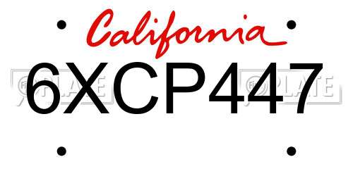 6XCP447 California License Plate