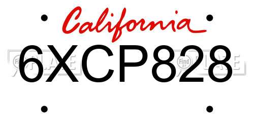 6XCP828 California License Plate