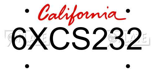 6XCS232 California License Plate