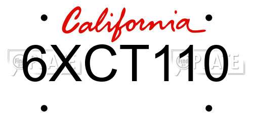 6XCT110 California License Plate