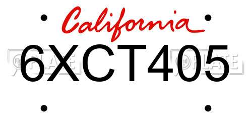 6XCT405 California License Plate