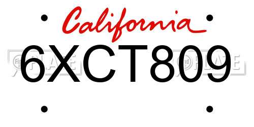 6XCT809 California License Plate