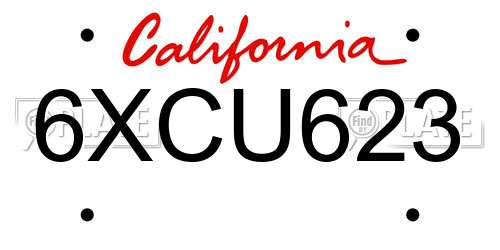 6XCU623 California License Plate