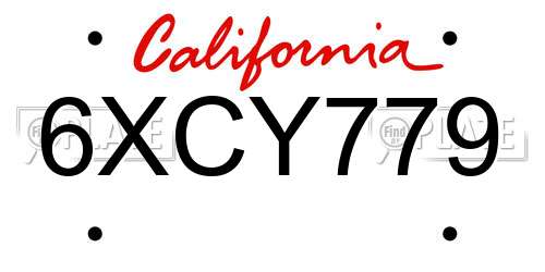 6XCY779 California License Plate