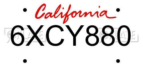 6XCY880 California License Plate