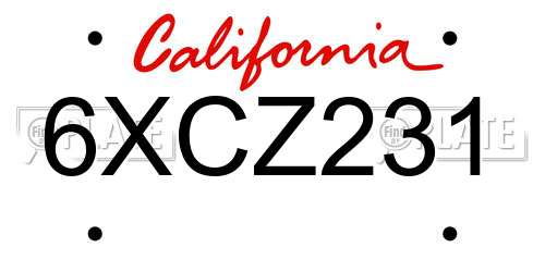 6XCZ231 California License Plate