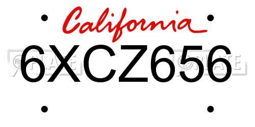 6XCZ656 California License Plate
