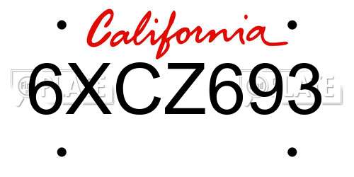 6XCZ693 California License Plate