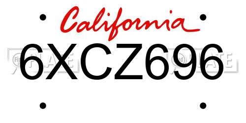 6XCZ696 California License Plate