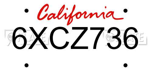 6XCZ736 California License Plate