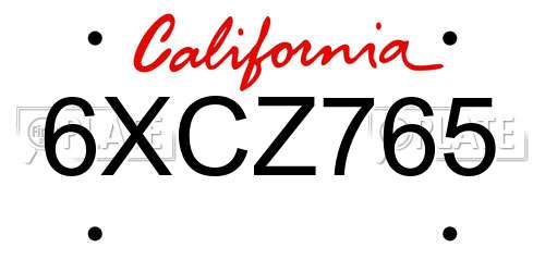 6XCZ765 California License Plate