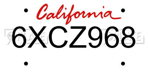 6XCZ968 California License Plate