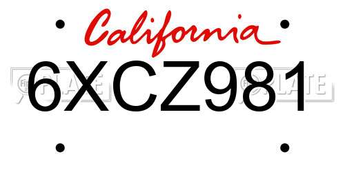 6XCZ981 California License Plate