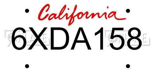 6XDA158 California License Plate