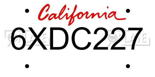 6XDC227 California License Plate