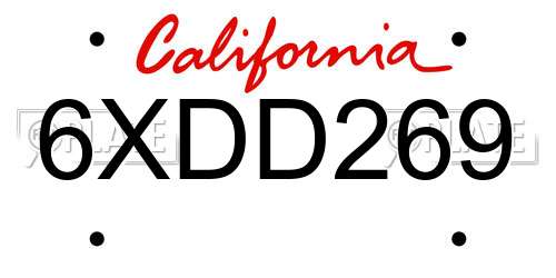 6XDD269 California License Plate