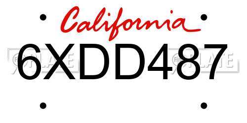 6XDD487 California License Plate
