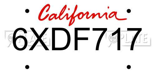 6XDF717 California License Plate