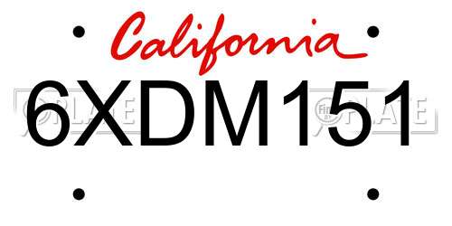 6XDM151 California License Plate